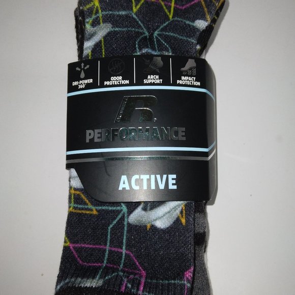 New Russell Performance Active‎ Crew Sock Boy's Med 9-2.5 (3 Pairs) - Picture 1 of 8